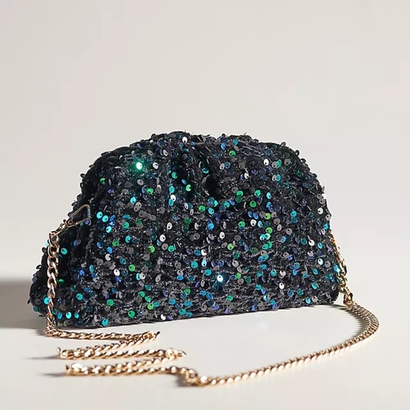 Anthropologie Frankie Sequin Mini Sequin Evening Bag with Chain Strap - Picture 1 of 6